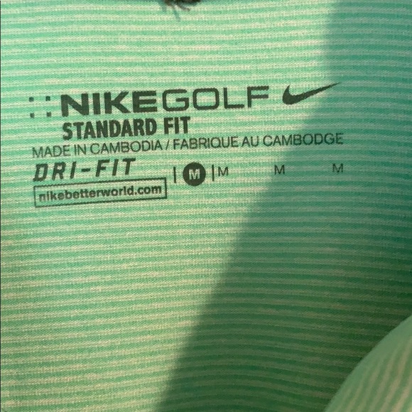 Men’s Nike Golf Dri-Fit green striped polo shirt - Picture 3 of 5